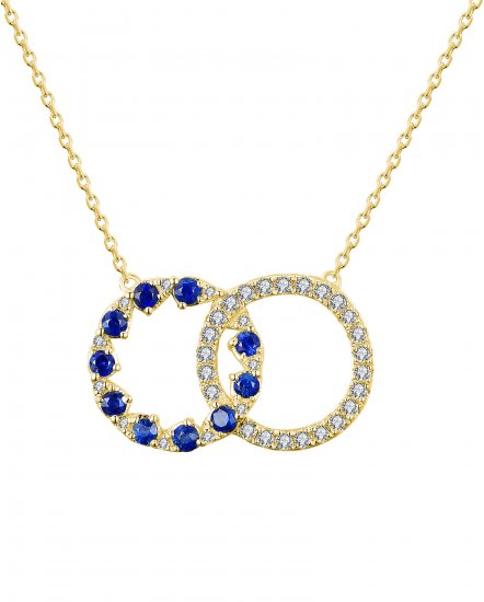 ROUND INTER LINKED STYLE COLORED STONE DIAMOND NECKLACE (TN384)